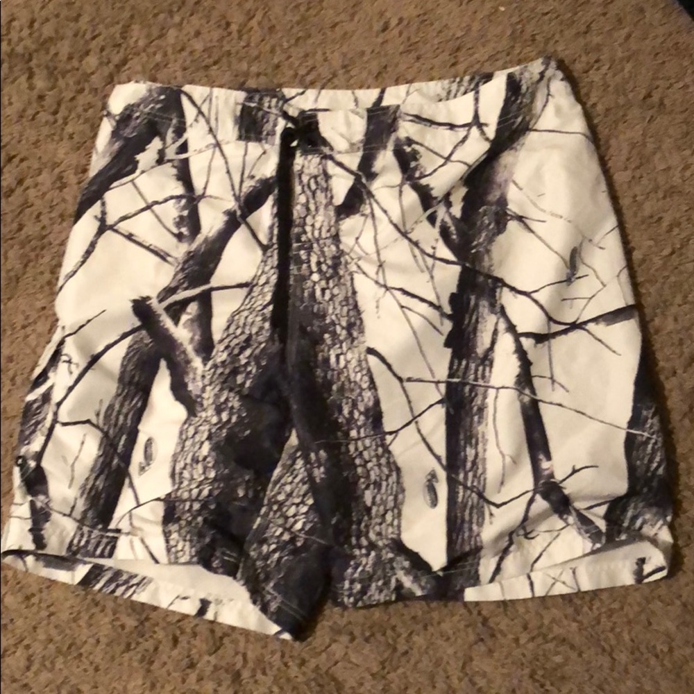 Real tree snow swim trunks